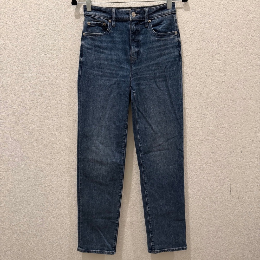 Daze Denim Womens High Rise Straight Leg Jeans Medium Wash Blue Size 24